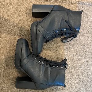 Soda Black Lace-Up Ankle Booties